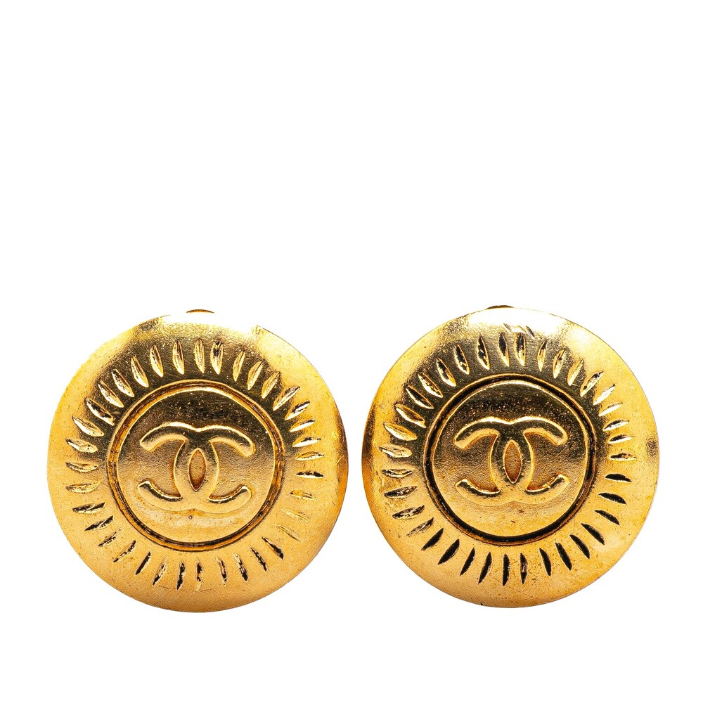 Chanel Gold Plated Cc Round Clip On #279779C47B